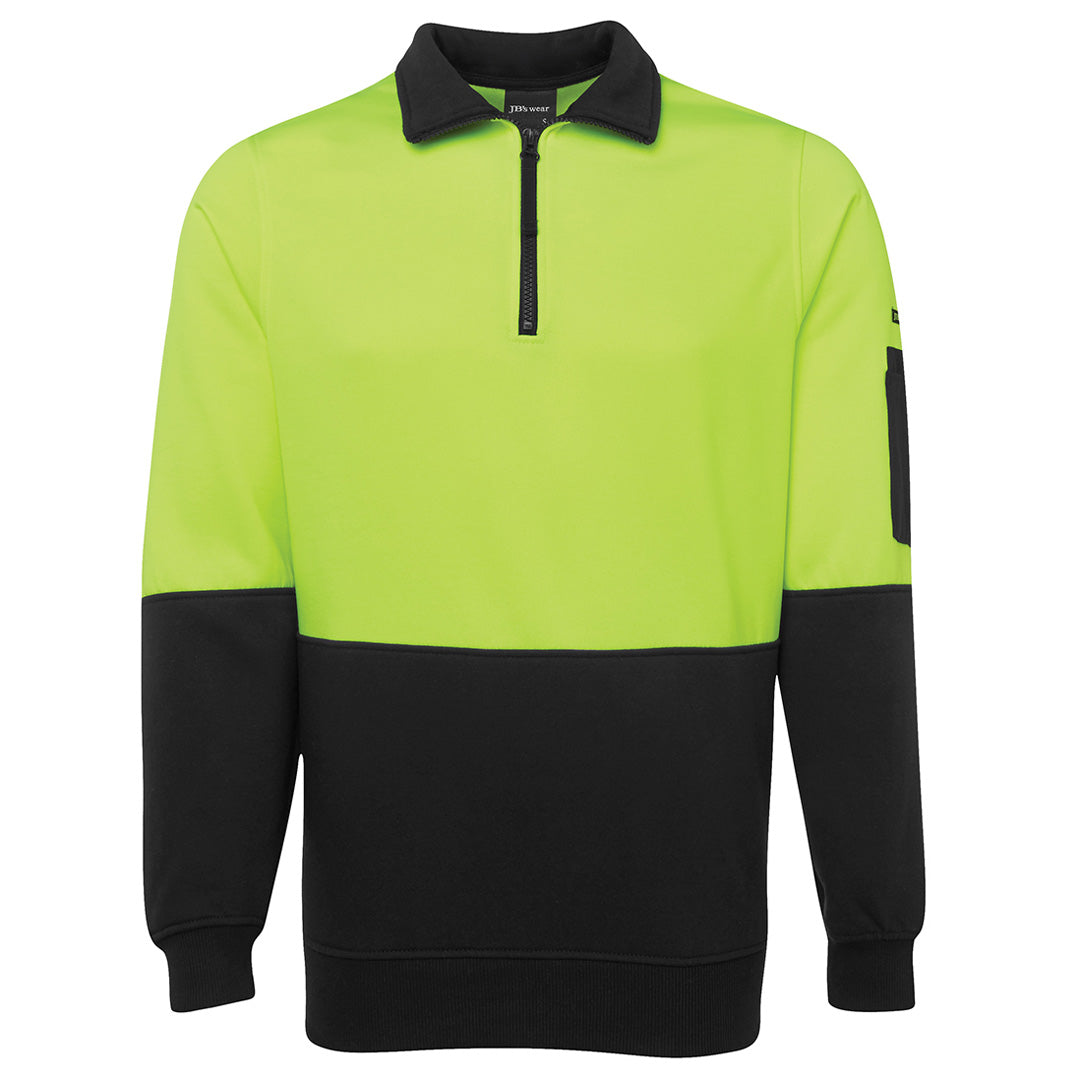 Jbs Wear The Classic Hi Vis Half Zip Fleece Jumper | Adults Lime/Black Work Safety Protective Gear