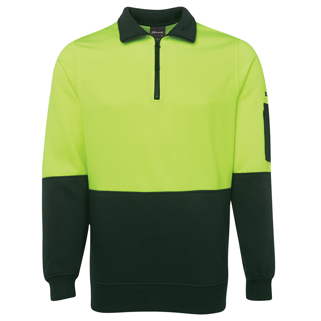 Jbs Wear The Classic Hi Vis Half Zip Fleece Jumper | Adults Lime/Bottle Work Safety Protective Gear