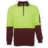 Jbs Wear The Classic Hi Vis Half Zip Fleece Jumper | Adults Lime/Maroon Work Safety Protective Gear