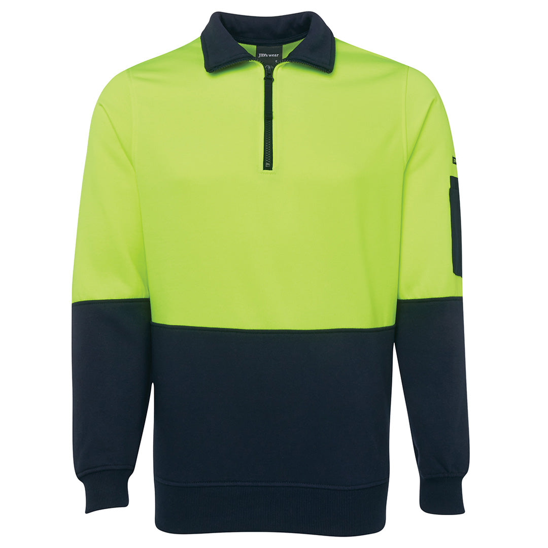 Jbs Wear The Classic Hi Vis Half Zip Fleece Jumper | Adults Lime/Navy Work Safety Protective Gear