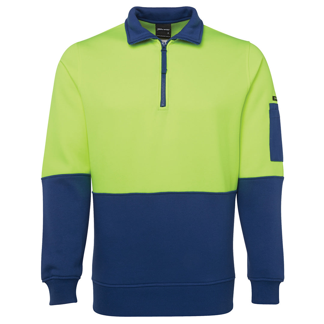 Jbs Wear The Classic Hi Vis Half Zip Fleece Jumper | Adults Lime/Royal Work Safety Protective Gear