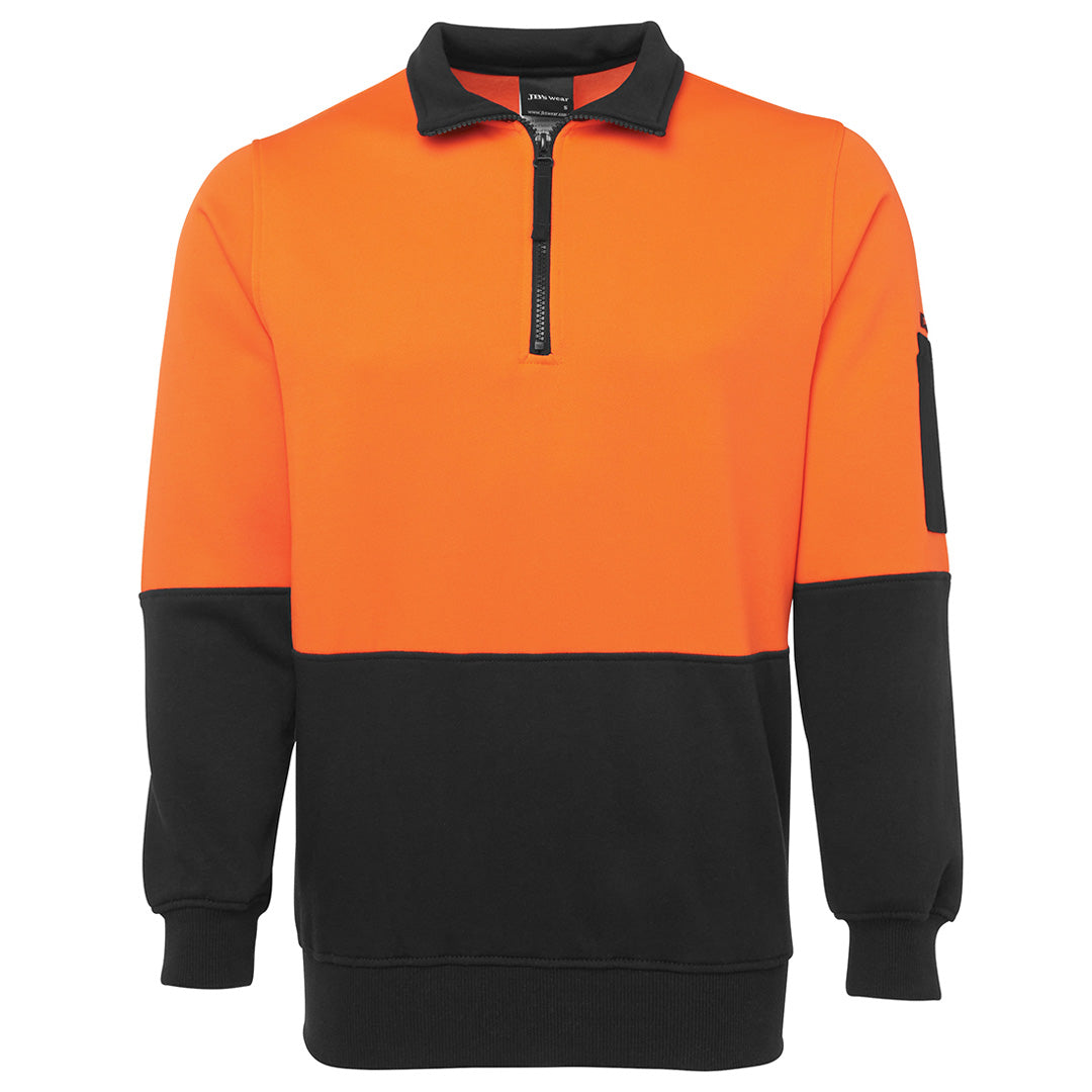 Jbs Wear The Classic Hi Vis Half Zip Fleece Jumper | Adults Orange/Black Work Safety Protective Gear