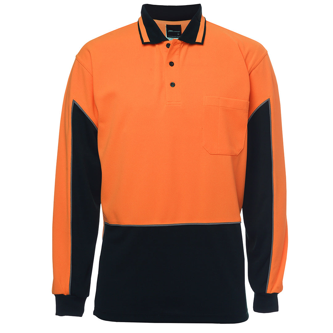 Jbs Wear The Gap Hi Vis Polo | Long Sleeve | Adults Orange/Navy Work Safety Protective Gear