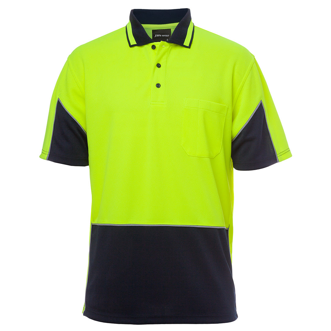 Jbs Wear The Gap Hi Vis Polo | Short Sleeve | Adults Lime/Navy Work Safety Protective Gear
