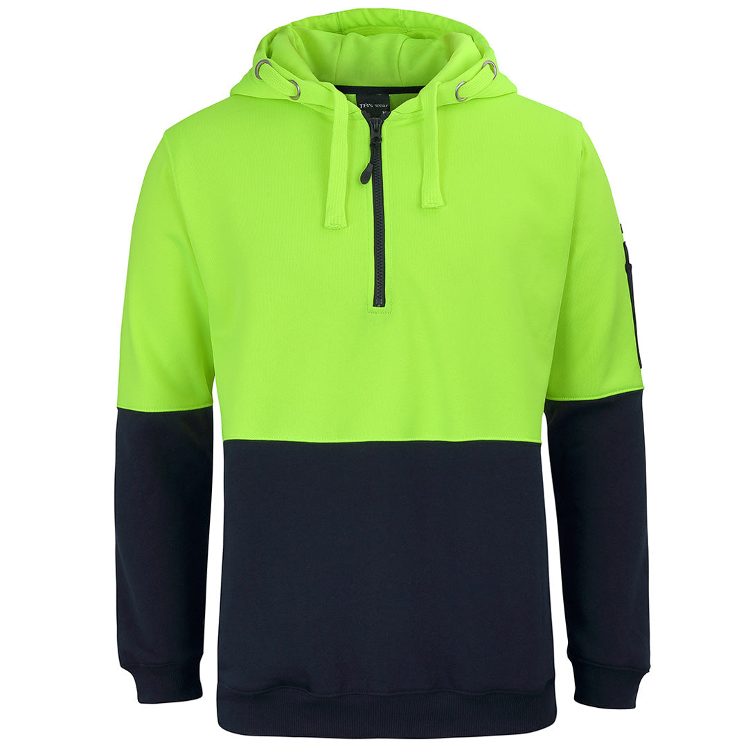 Jbs Wear The Half Zip Hi Vis Fleece Hoodie | Adults Lime/Navy Work Safety Protective Gear