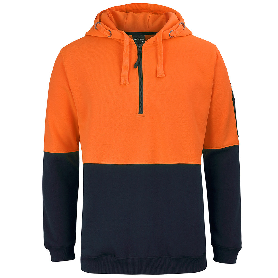 Jbs Wear The Half Zip Hi Vis Fleece Hoodie | Adults Orange/Navy Work Safety Protective Gear