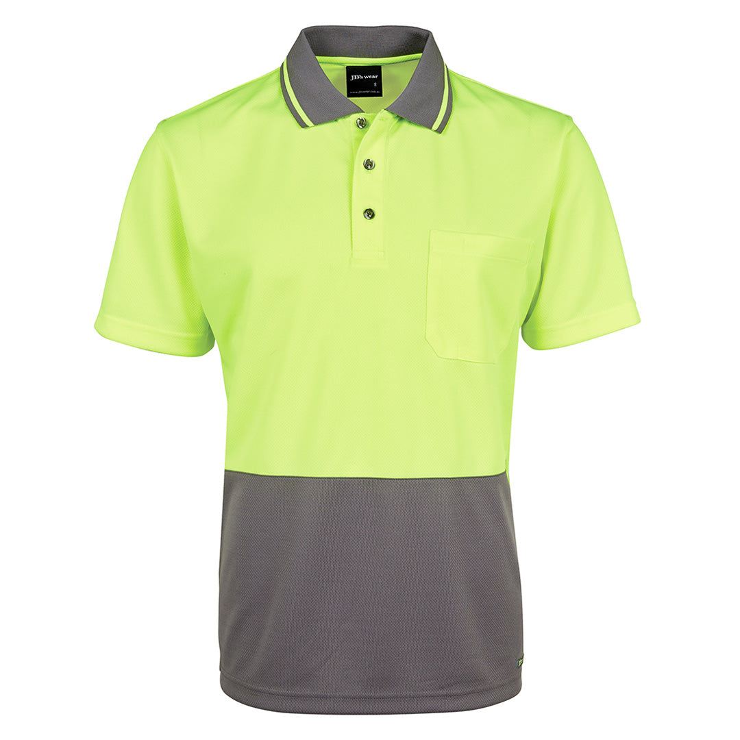 Jbs Wear The Non Cuff Hi Vis Polo | Mens | Short Sleeve | Plus Lime/Charcoal Work Safety Protective Gear