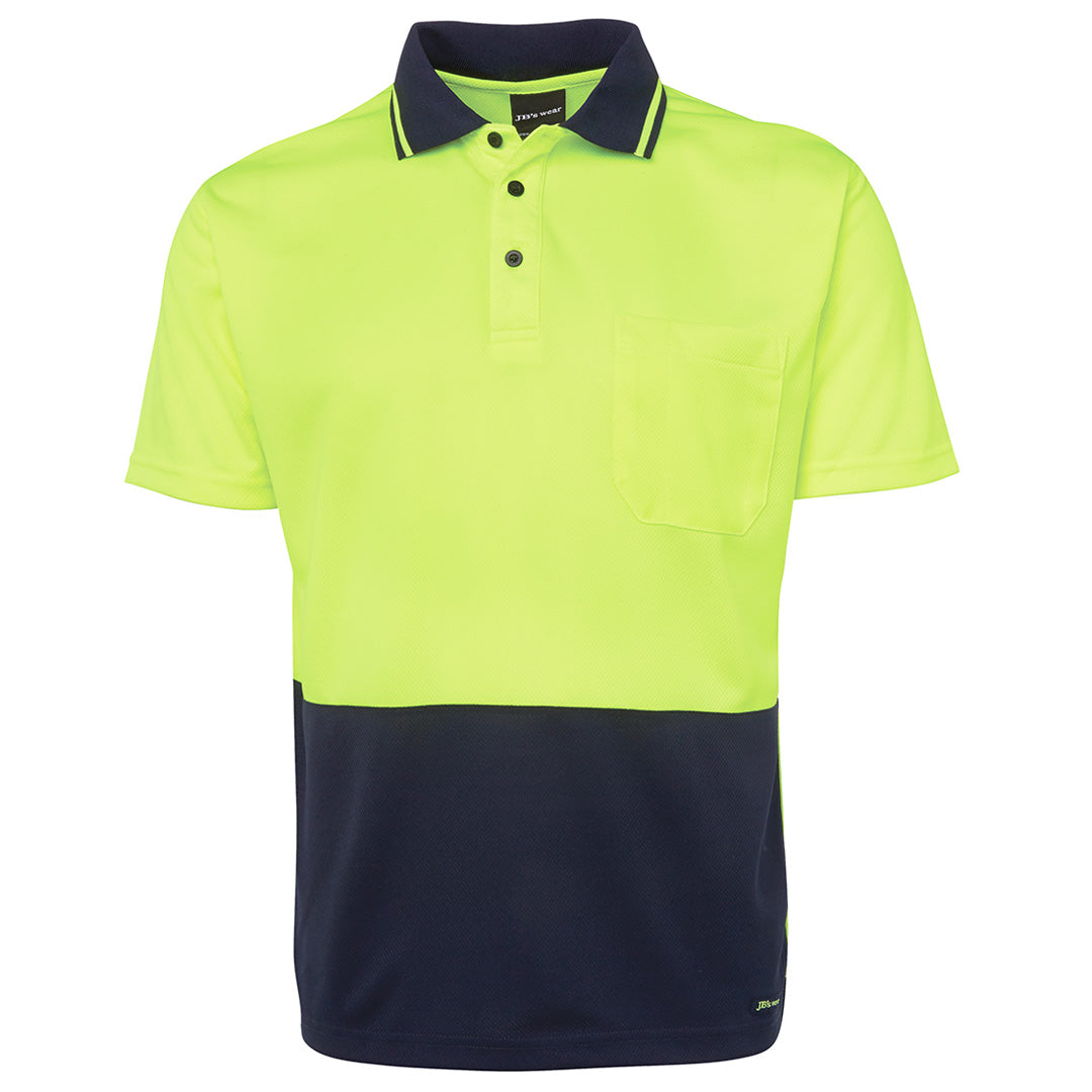 Jbs Wear The Non Cuff Hi Vis Polo | Mens | Short Sleeve Lime/Navy Shirts & Tops