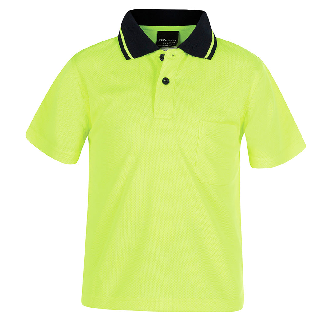 Jbs Wear The Non Cuff Hi Vis Polo | Kids | Short Sleeve Lime/Navy Shirts & Tops