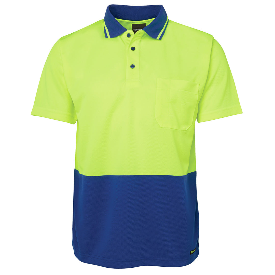 Jbs Wear The Non Cuff Hi Vis Polo | Mens | Short Sleeve | Plus Lime/Royal Work Safety Protective Gear