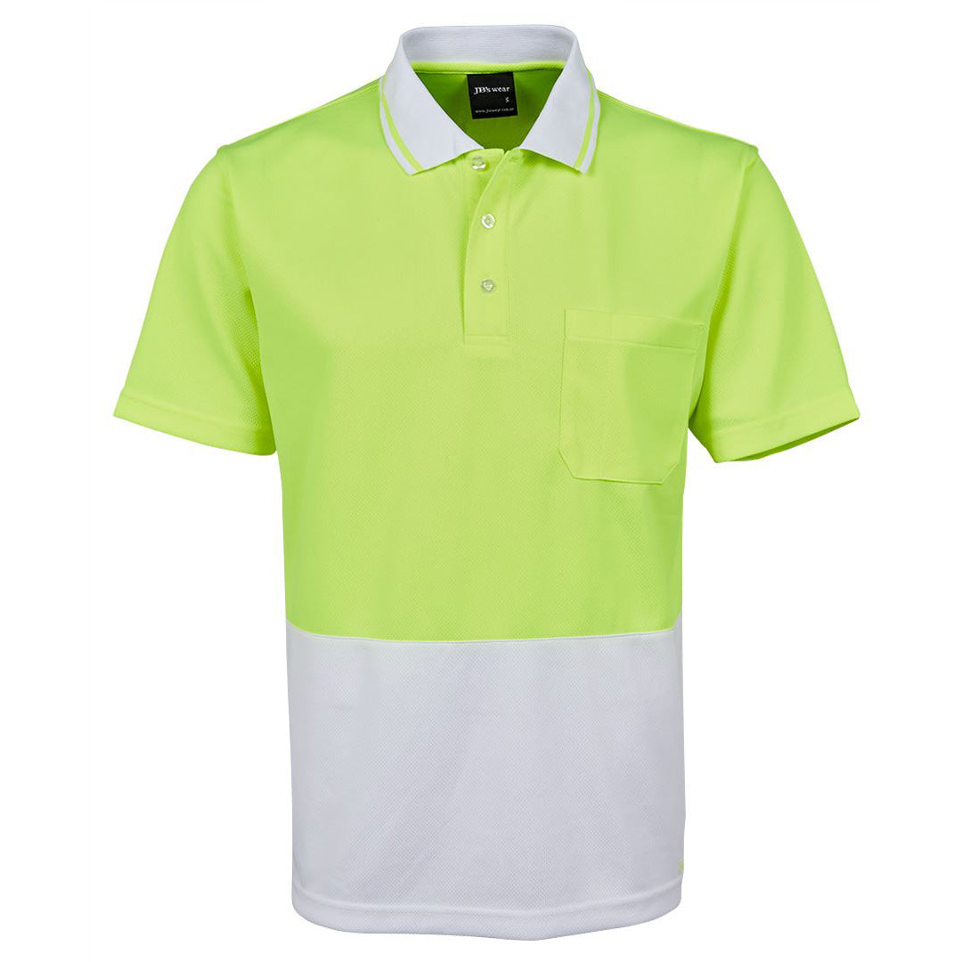 Jbs Wear The Non Cuff Hi Vis Polo | Mens | Short Sleeve | Plus Lime/White Work Safety Protective Gear