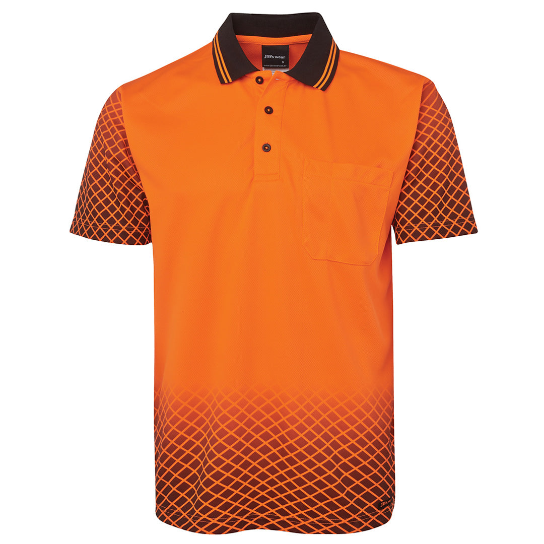 Jbs Wear The Hi Vis Net Polo | Short Sleeve | Adults Orange/Black Shirts & Tops