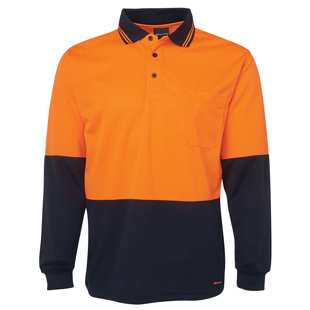 Jbs Wear The Traditional Hi Vis Polo | Long Sleeve | Adults Orange/Navy Work Safety Protective Gear