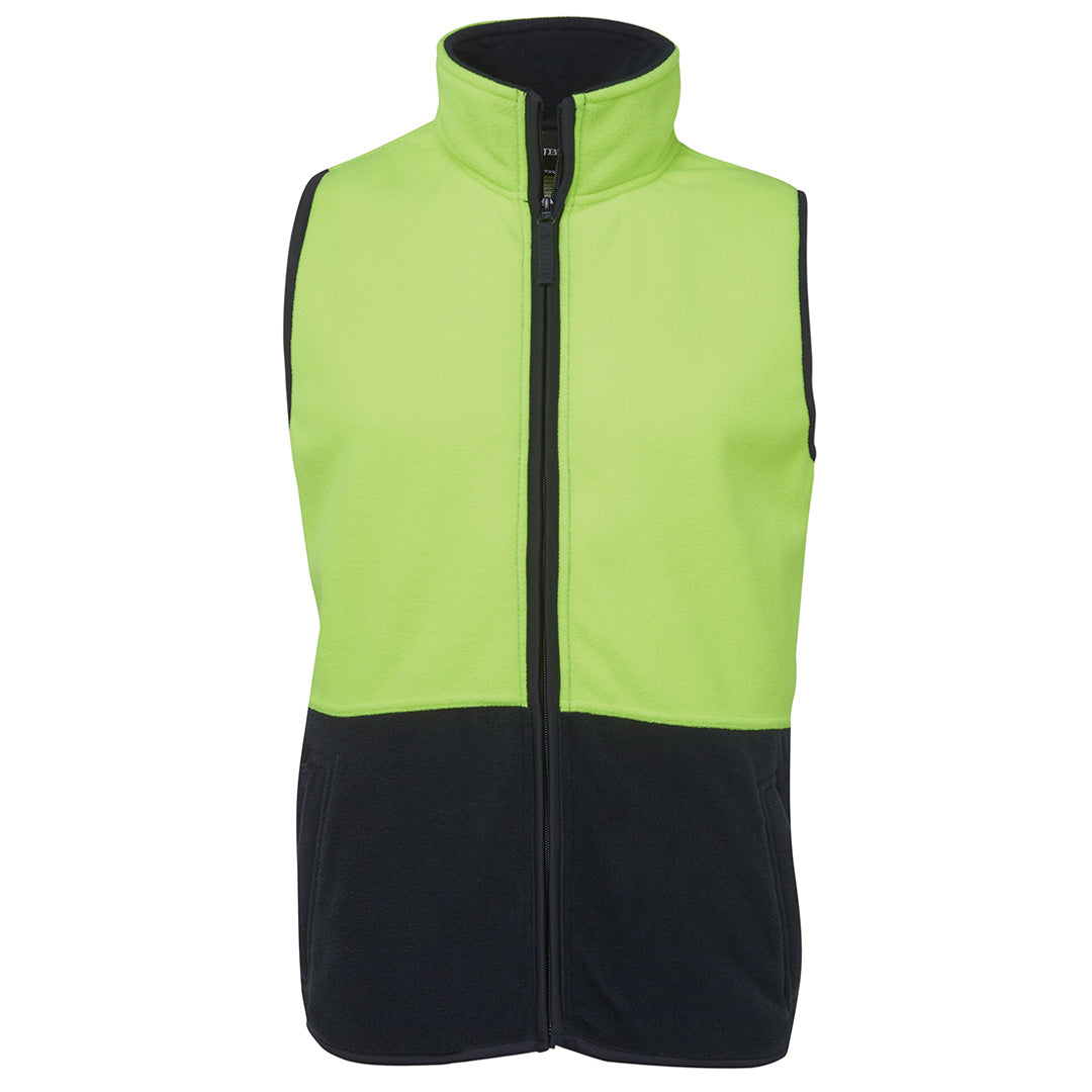 Jbs Wear The Hi Vis Polar Fleece Vest | Adults Lime/Navy Work Safety Protective Gear
