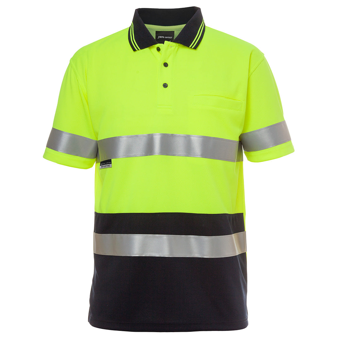 Jbs Wear The Traditional Hi Vis Polo | Taped | Short Sleeve | Adults Lime/Navy Work Safety Protective Gear