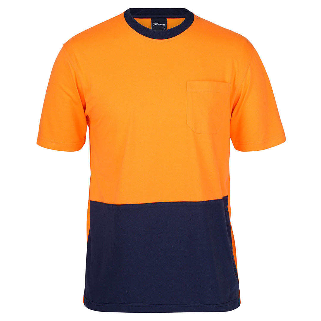 Jbs Wear The Hi Vis Cotton Tee Shirt | Short Sleeve | Adults Orange/Navy Work Safety Protective Gear