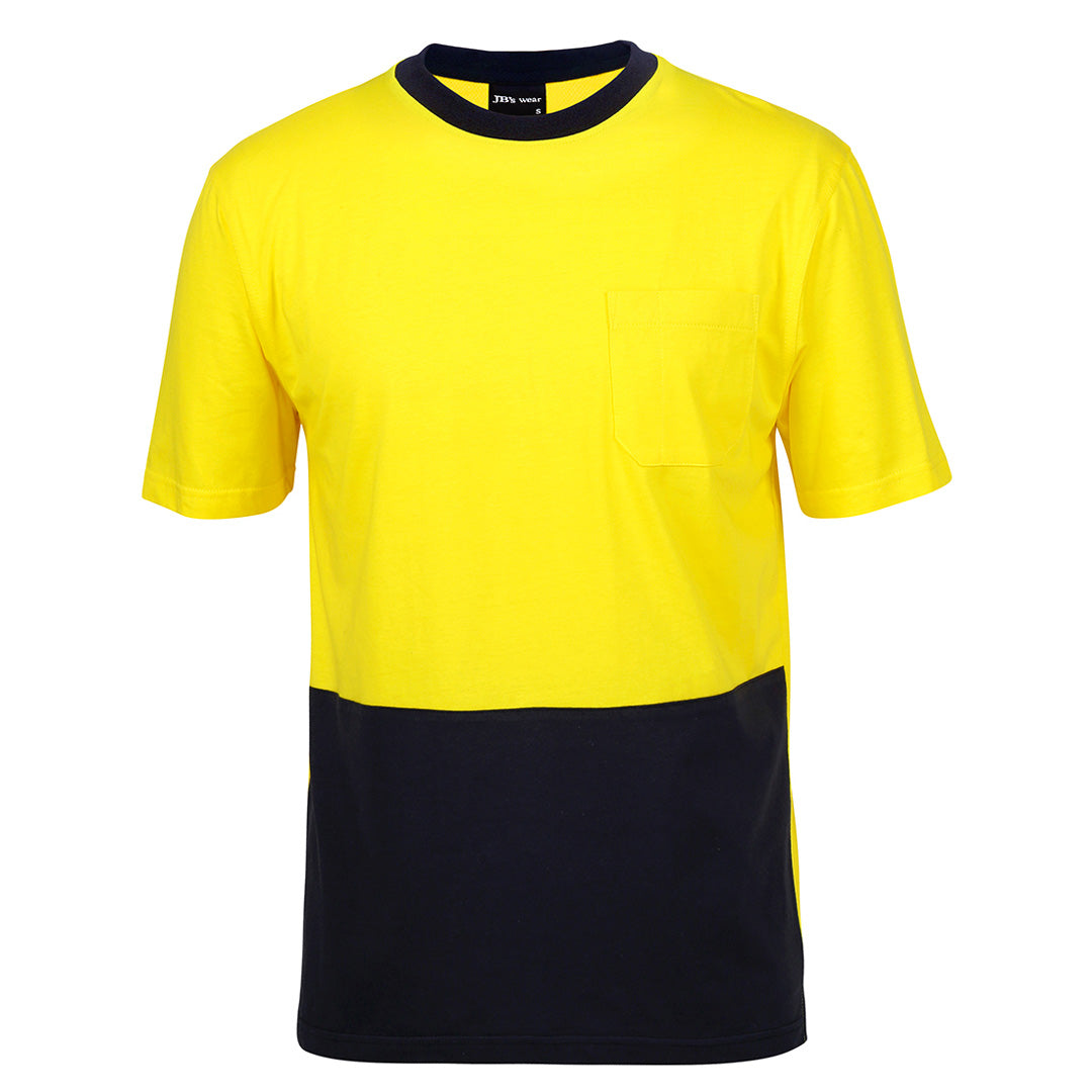Jbs Wear The Hi Vis Cotton Tee Shirt | Short Sleeve | Adults Yellow/Navy Work Safety Protective Gear