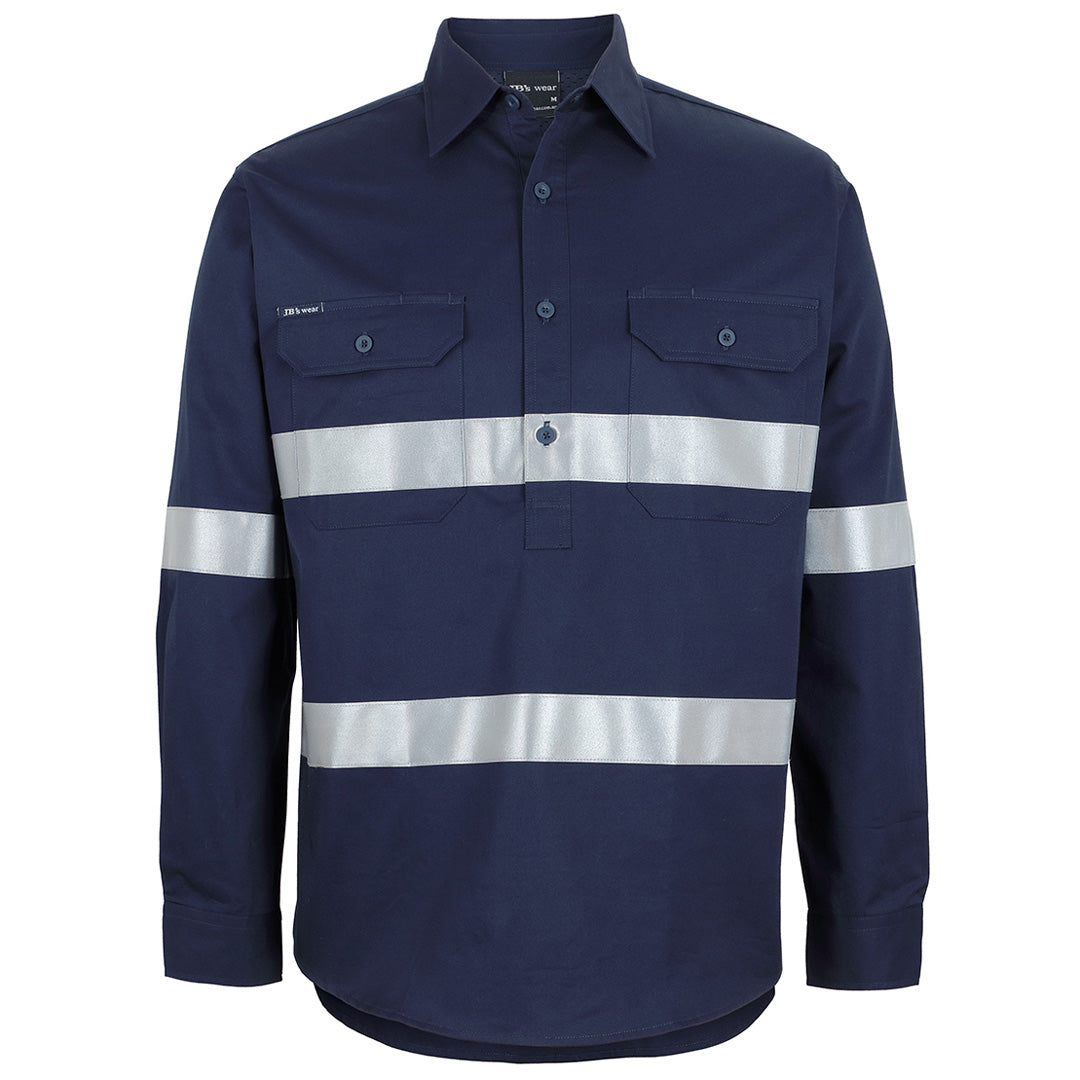 Jbs Wear The Closed Front 150g Taped Work Shirt | Long Sleeve | Adults Navy Work Safety Protective Gear