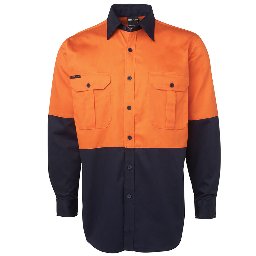 Jbs Wear The Hi Vis 190G Shirt | Long Sleeve | Adults Orange/Navy Work Safety Protective Gear