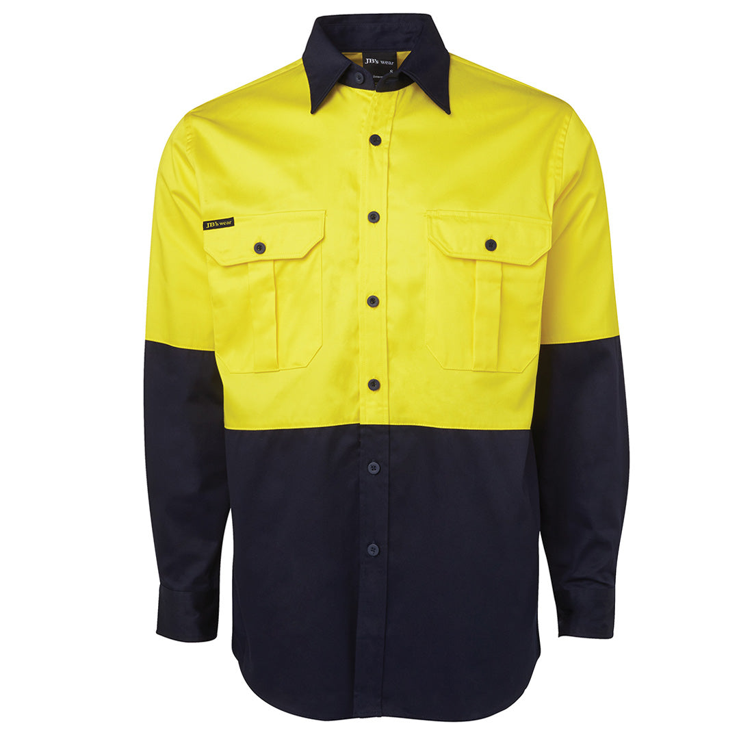 Jbs Wear The Hi Vis 190G Shirt | Long Sleeve | Adults Yellow/Navy Work Safety Protective Gear