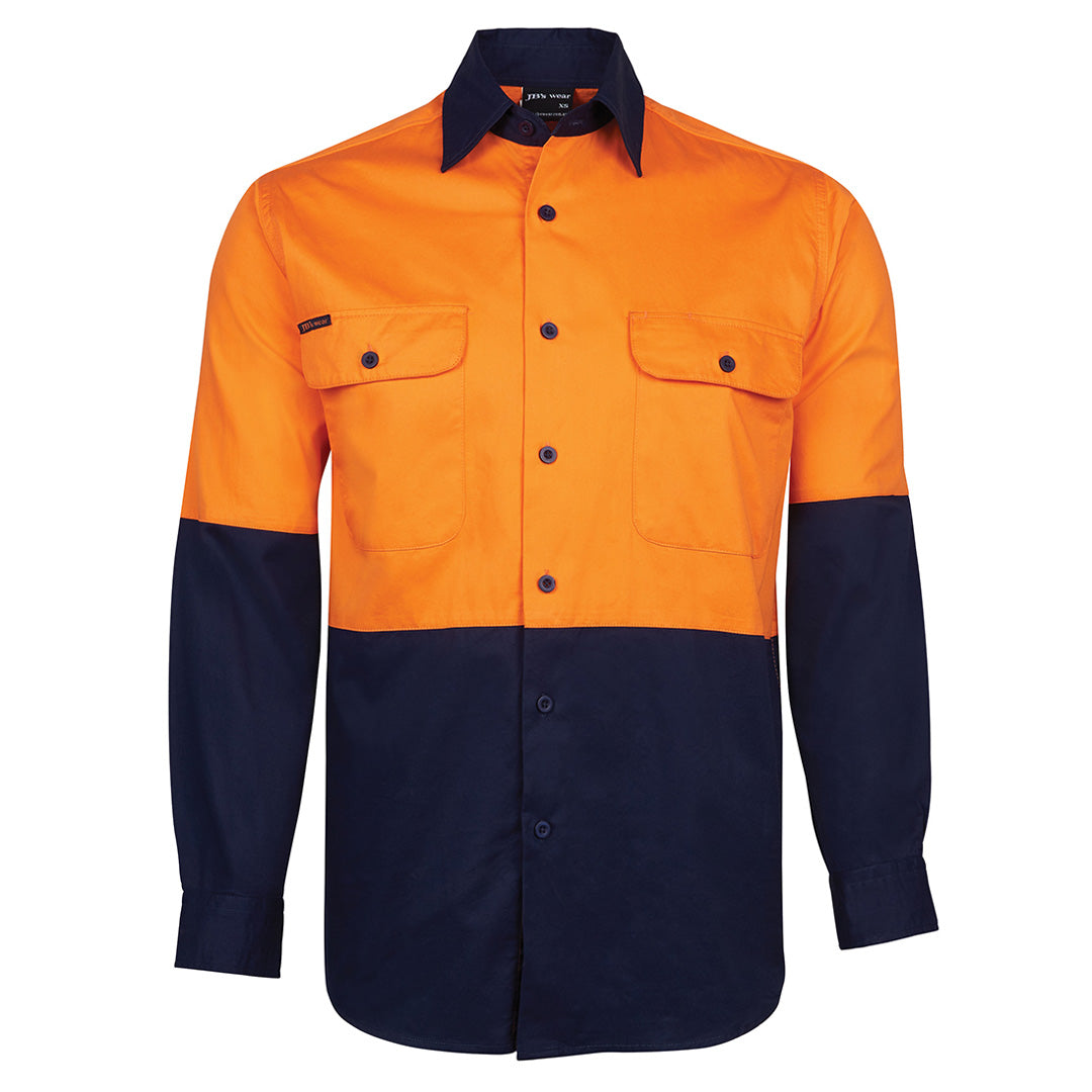Jbs Wear The Hi Vis 150G Shirt | Long Sleeve | Adults Orange/Navy Work Safety Protective Gear