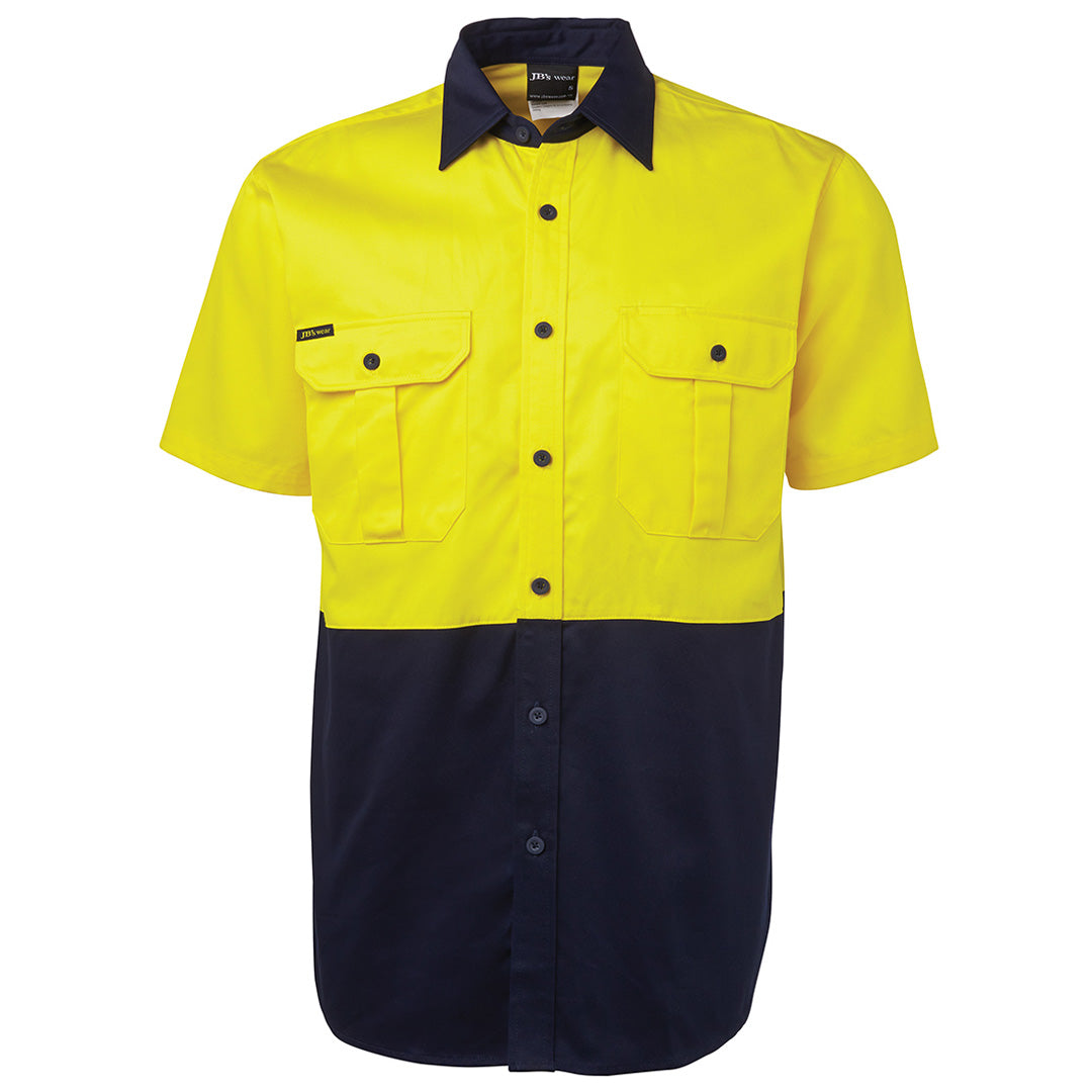 Jbs Wear The Hi Vis 190G Shirt | Short Sleeve | Adults Yellow/Navy Work Safety Protective Gear
