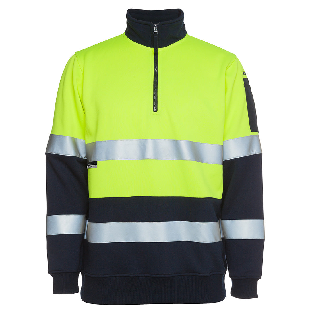 Jbs Wear The Hi Vis Day / Night Biomotion Half Zip Fleece Jumper | Adults Lime/Navy Work Safety Protective Gear