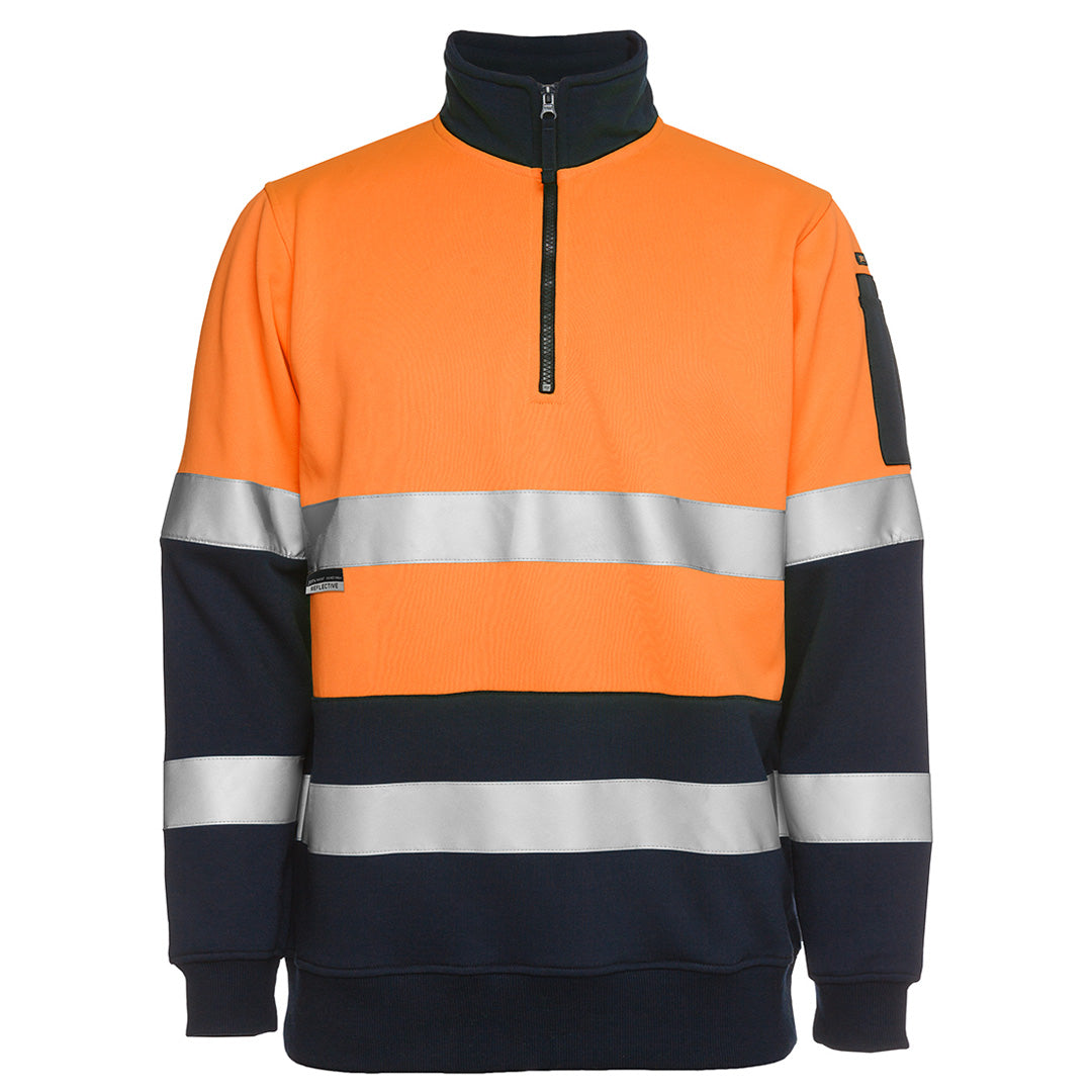 Jbs Wear The Hi Vis Day / Night Biomotion Half Zip Fleece Jumper | Adults Orange/Navy Work Safety Protective Gear