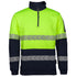 Jbs Wear The Hi Vis Half Zip Segmented Tape Fleece Jumper | Adults Lime/Navy Work Safety Protective Gear