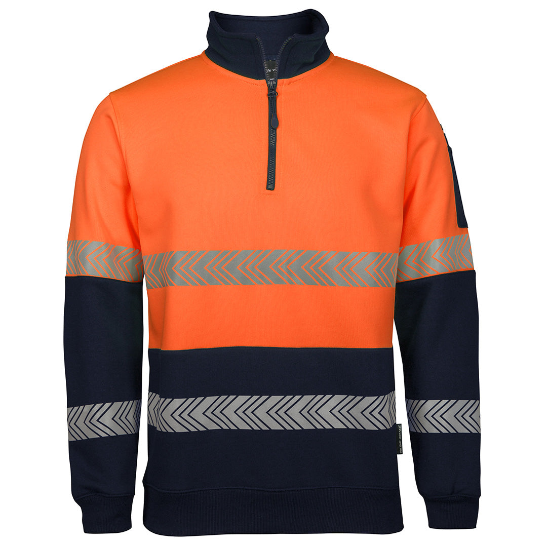 Jbs Wear The Hi Vis Half Zip Segmented Tape Fleece Jumper | Adults Orange/Navy Work Safety Protective Gear