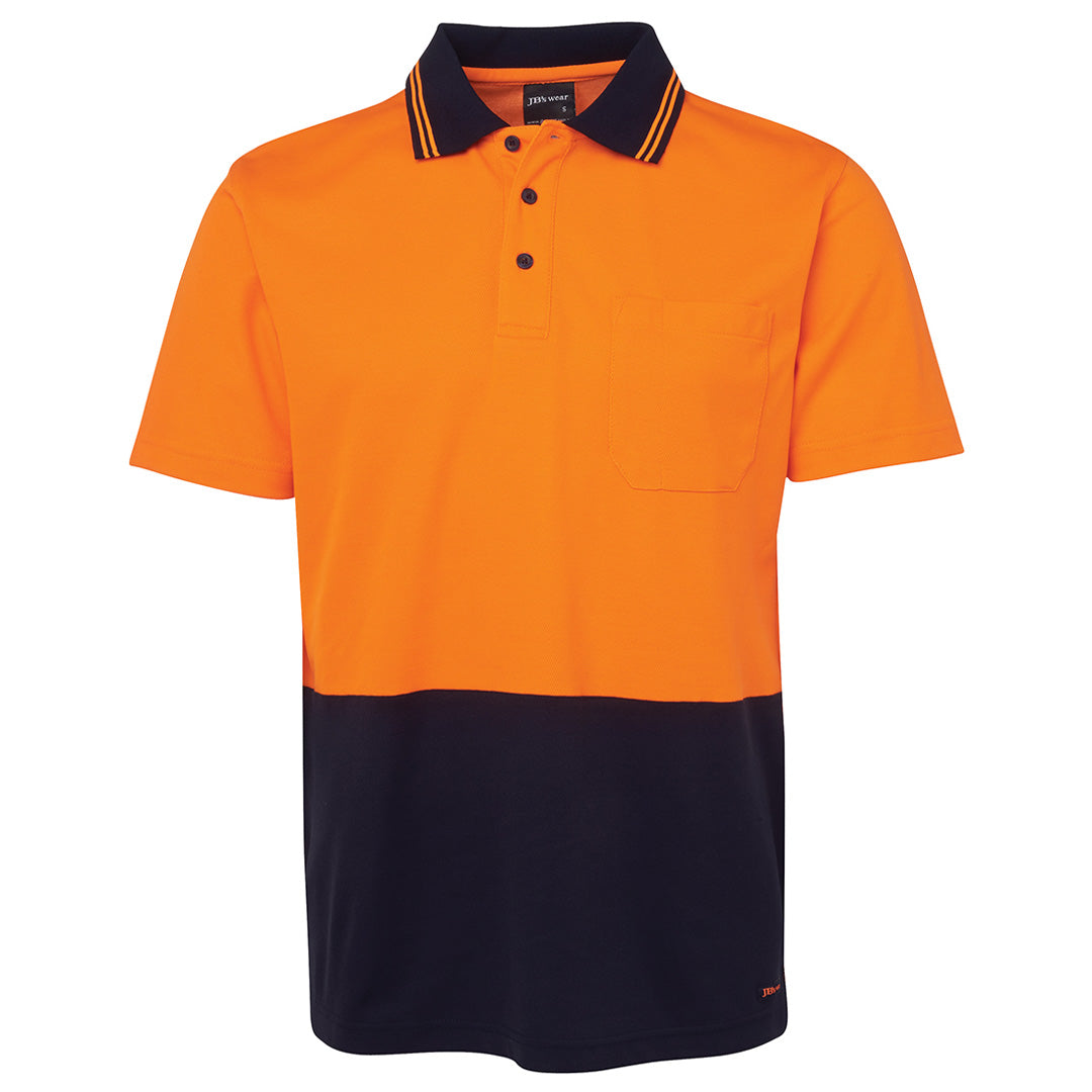 Jbs Wear The Non Cuff Cotton Back Hi Vis Polo | Short Sleeve | Adults Orange/Navy Work Safety Protective Gear