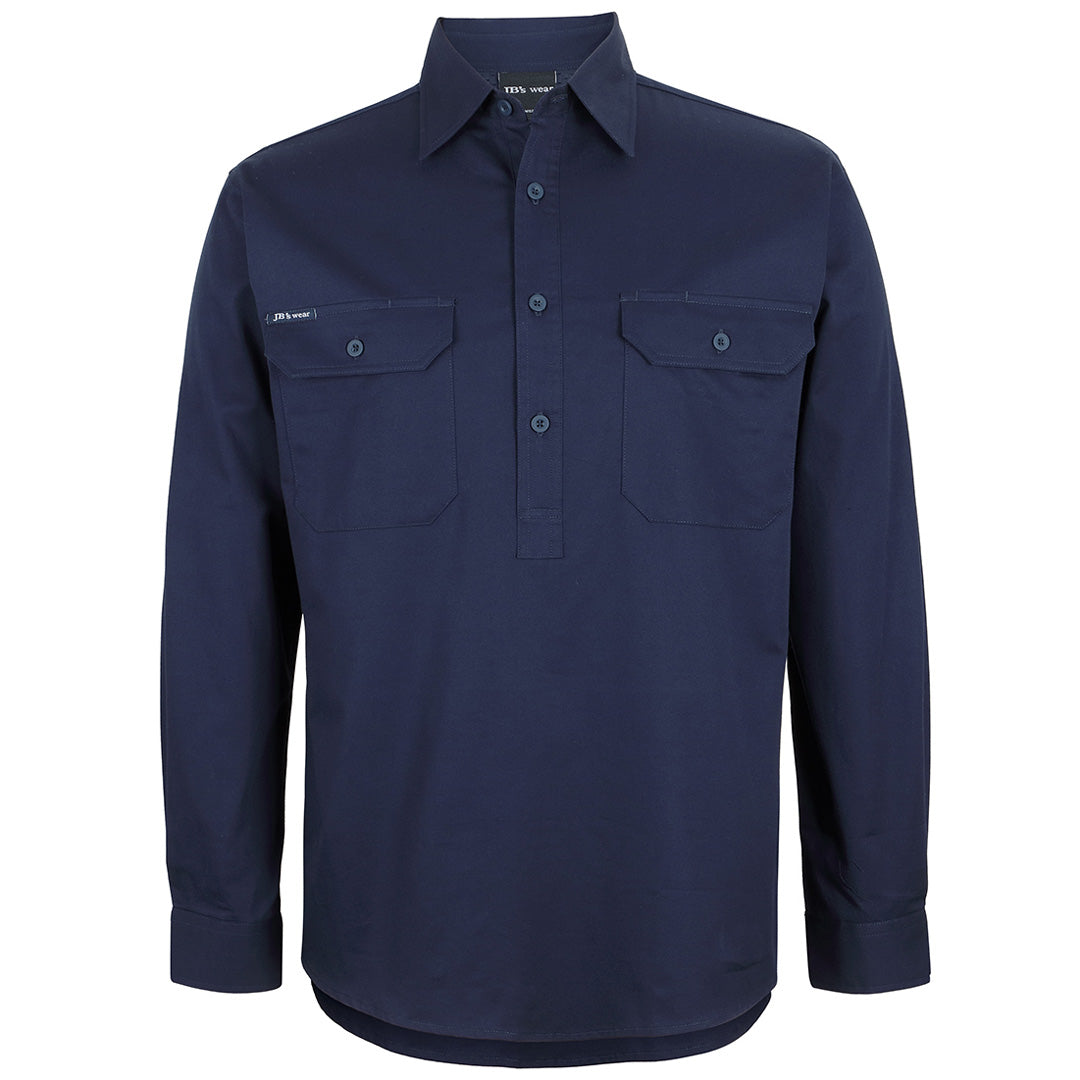 Jbs Wear The Closed Front 150g Work Shirt | Adults | Long Sleeve Navy Shirts & Tops