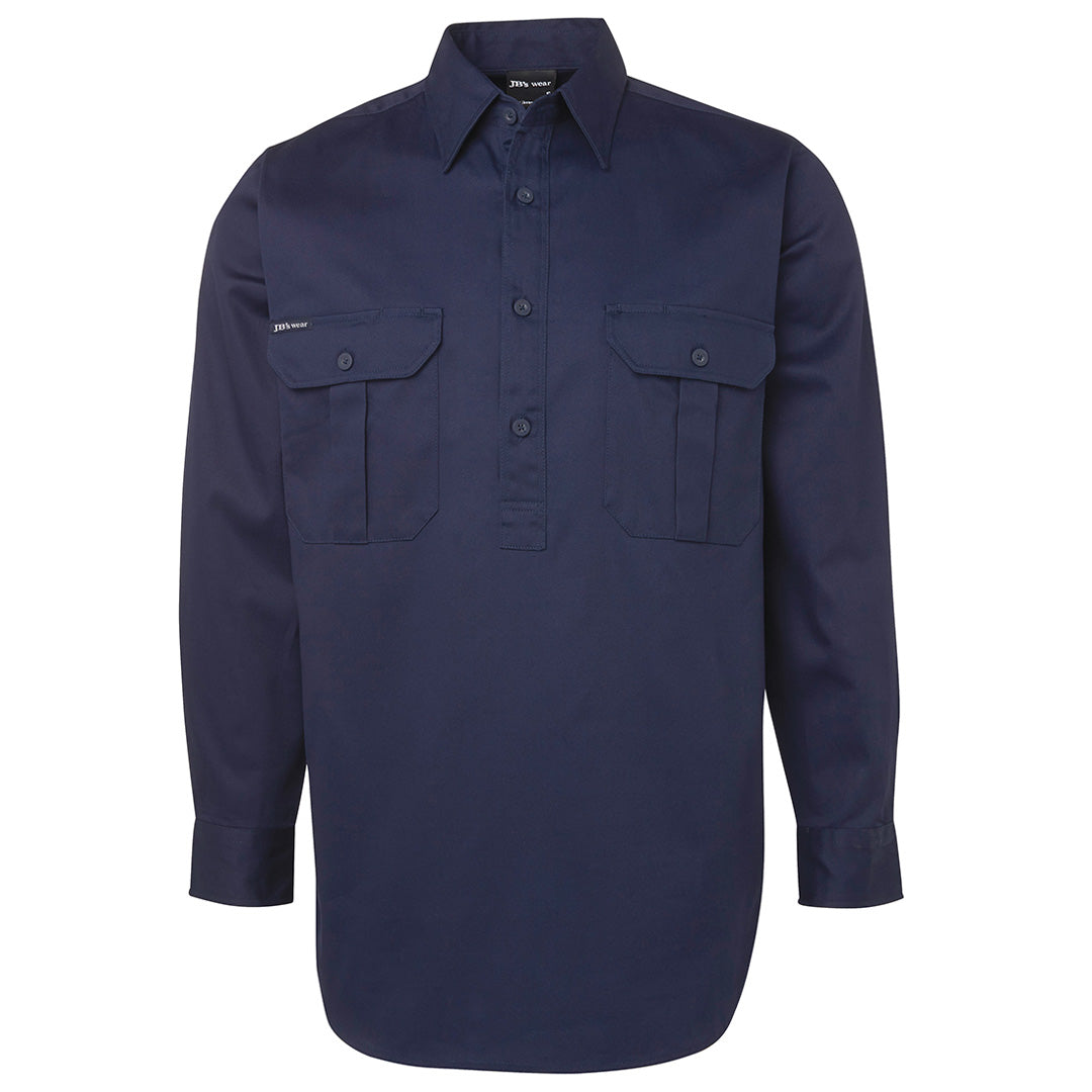 Jbs Wear The Closed Front 190g Work Shirt | Adults | Long Sleeve Navy Shirts & Tops