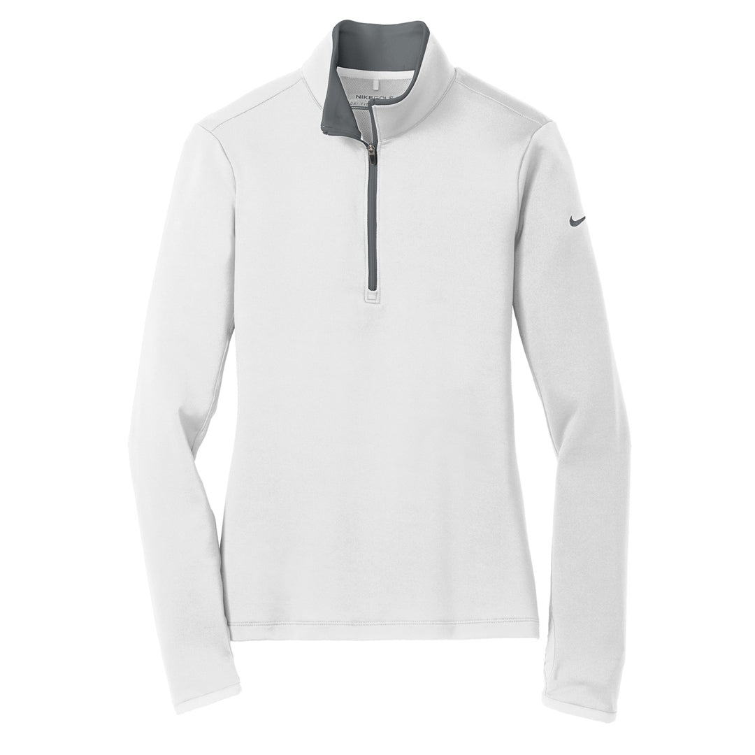 Nike The Dry Half Zip Cover Up | Ladies White/Grey Shirts & Tops