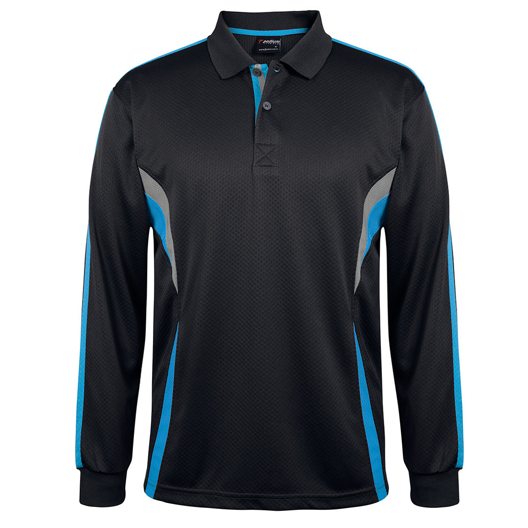 Jbs Wear The Jacquard Polo | Long Sleeve | Adults Black/Aqua Shirts & Tops