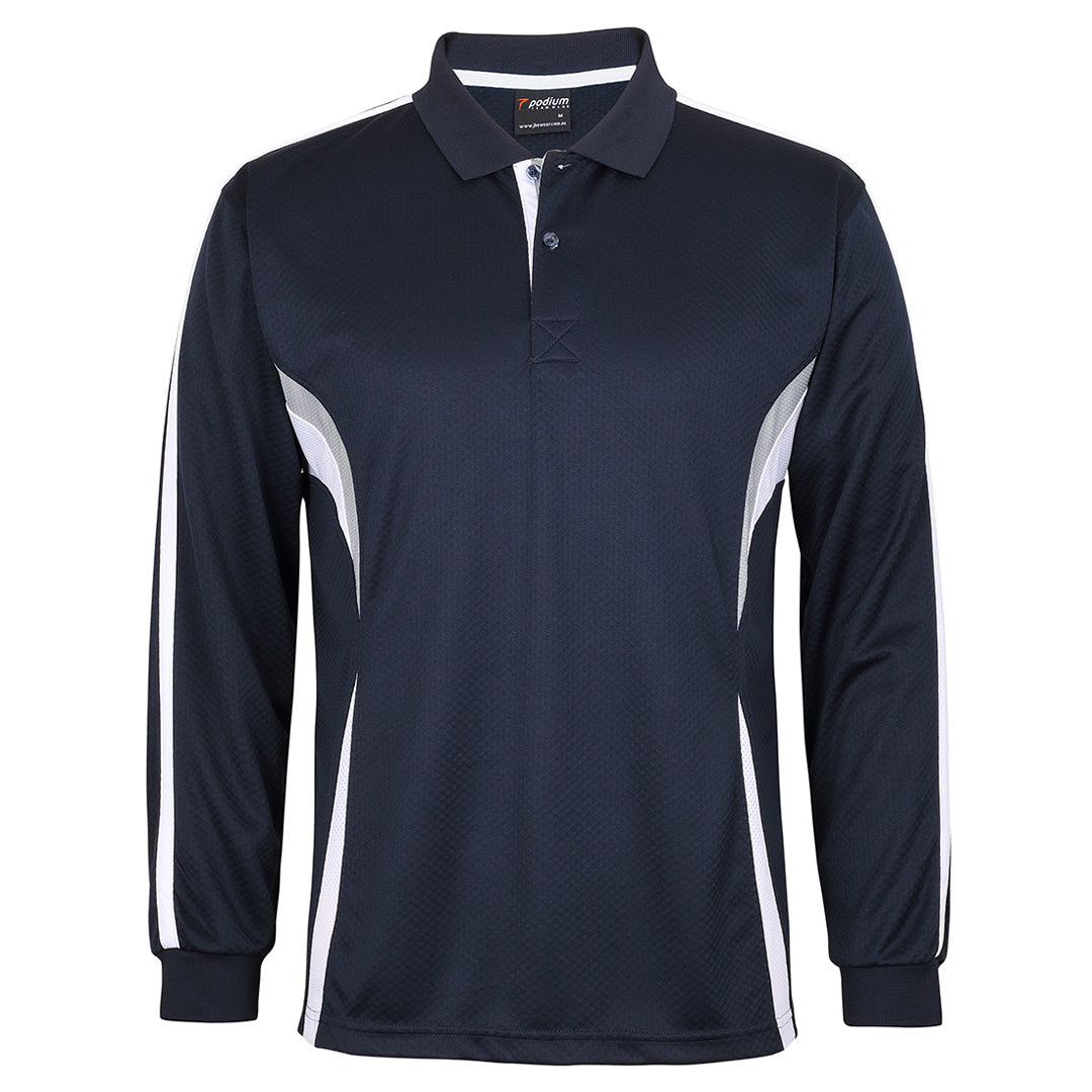 Jbs Wear The Jacquard Polo | Long Sleeve | Adults Navy/White Shirts & Tops