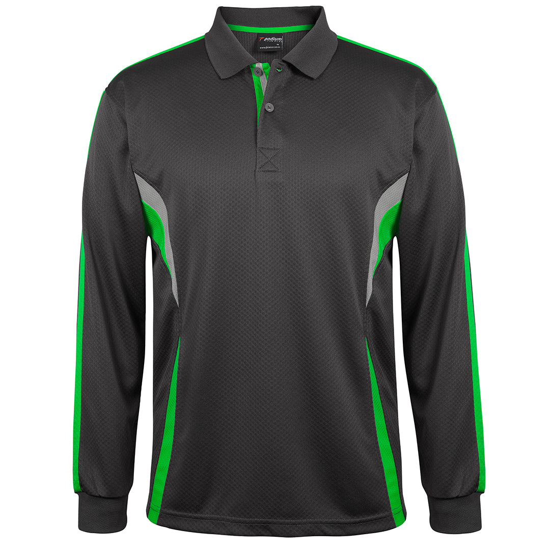 Jbs Wear The Jacquard Polo | Long Sleeve | Adults Gunmetal/Pea Green Shirts & Tops