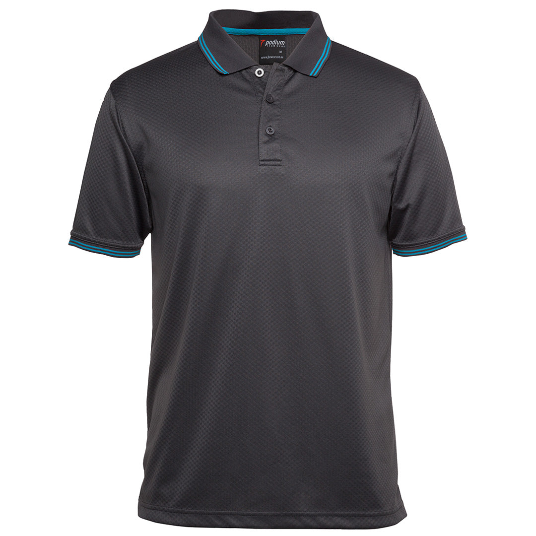 Jbs Wear The Jacquard Contrast Polo | Short Sleeve | Adults Charcoal/Aqua Shirts & Tops