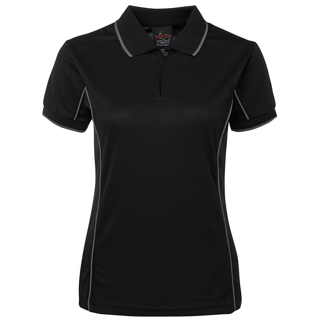 Jbs Wear The Piping Polo | Short Sleeve | Black Base | Ladies Black/Grey Shirts & Tops
