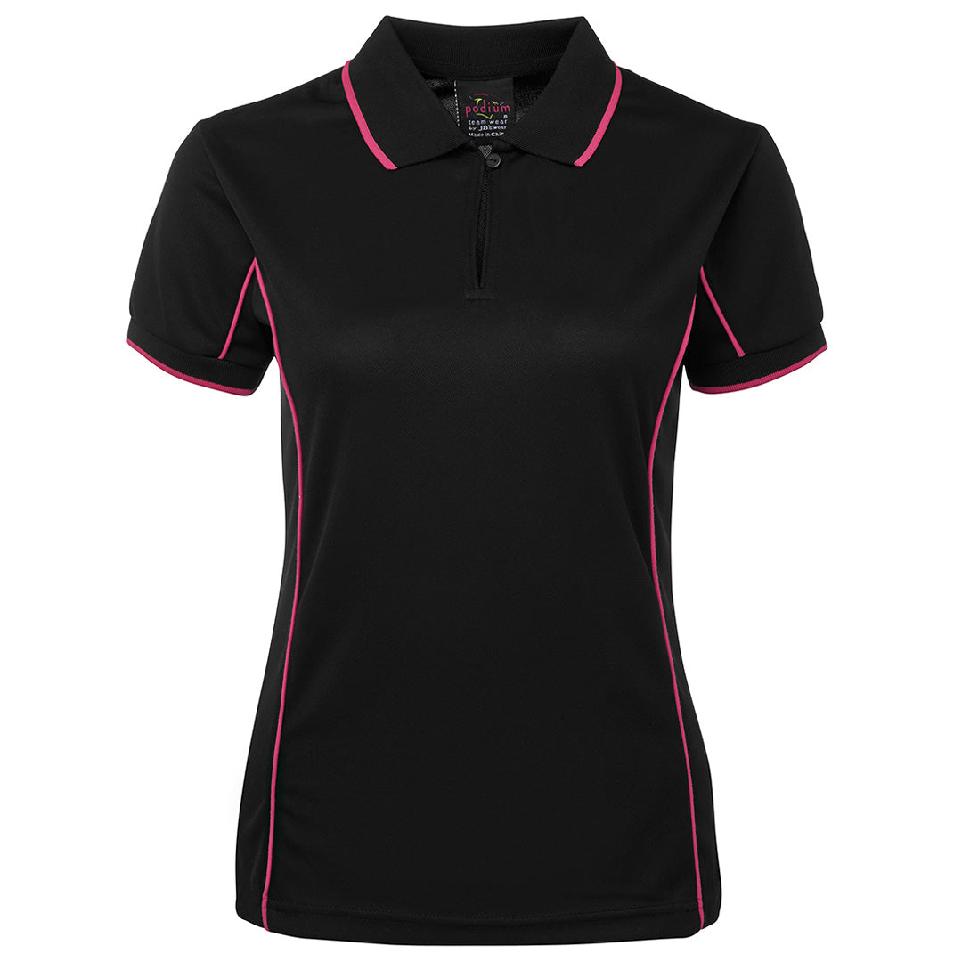 Jbs Wear The Piping Polo | Short Sleeve | Black Base | Ladies Black/Pink Shirts & Tops