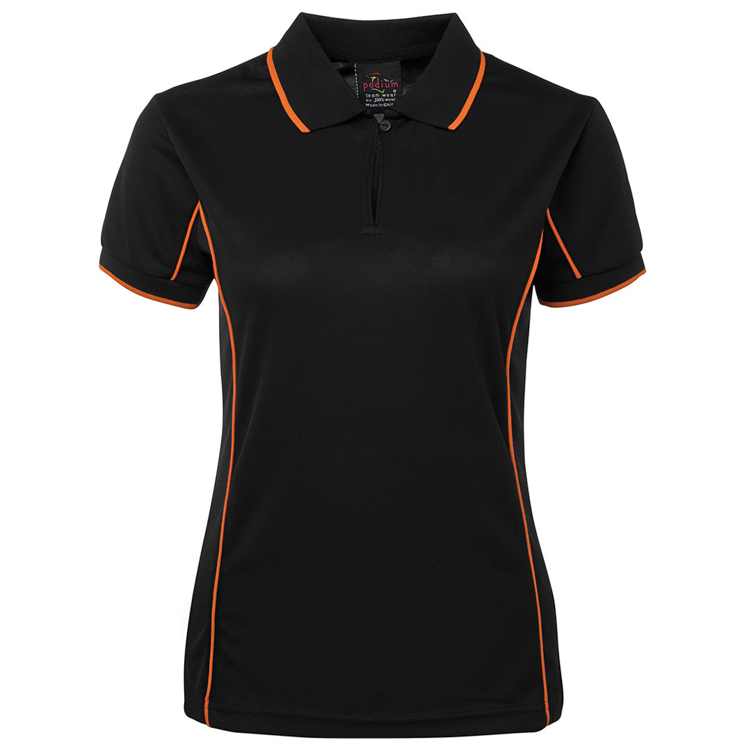 Jbs Wear The Piping Polo | Short Sleeve | Black Base | Ladies Black/Orange Shirts & Tops