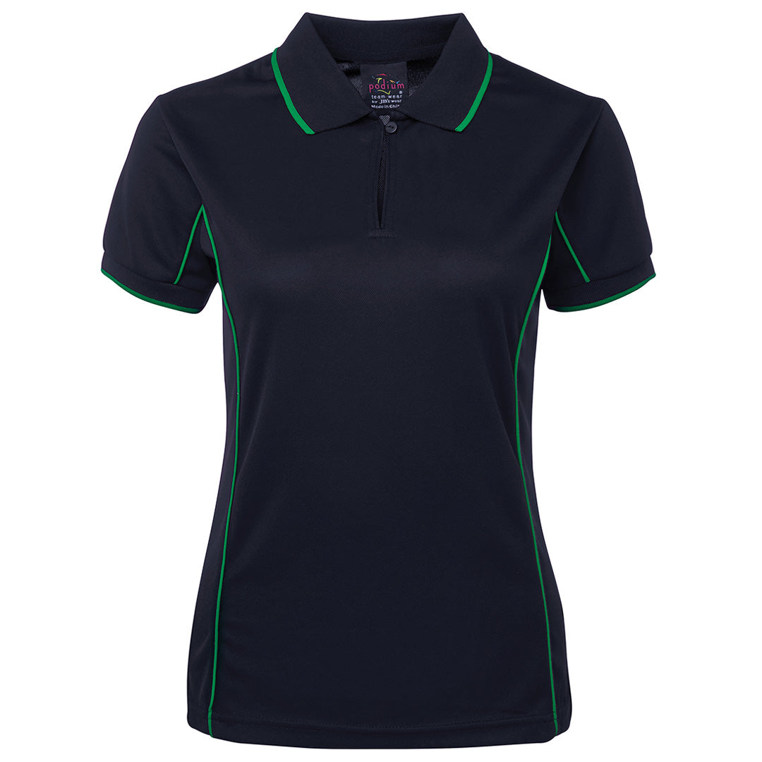 Jbs Wear The Piping Polo | Short Sleeve | Navy Base | Ladies Navy/Green Shirts & Tops