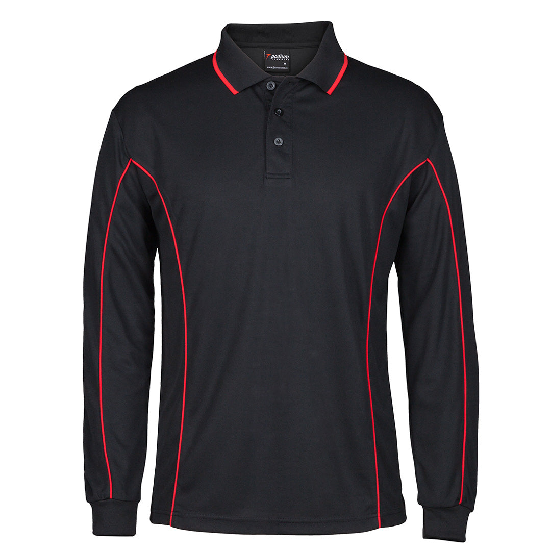 Jbs Wear The Piping Polo | Long Sleeve C1 | Adults Black/Red Shirts & Tops