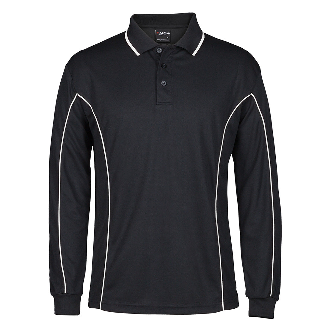 Jbs Wear The Piping Polo | Long Sleeve C1 | Adults Black/White Shirts & Tops