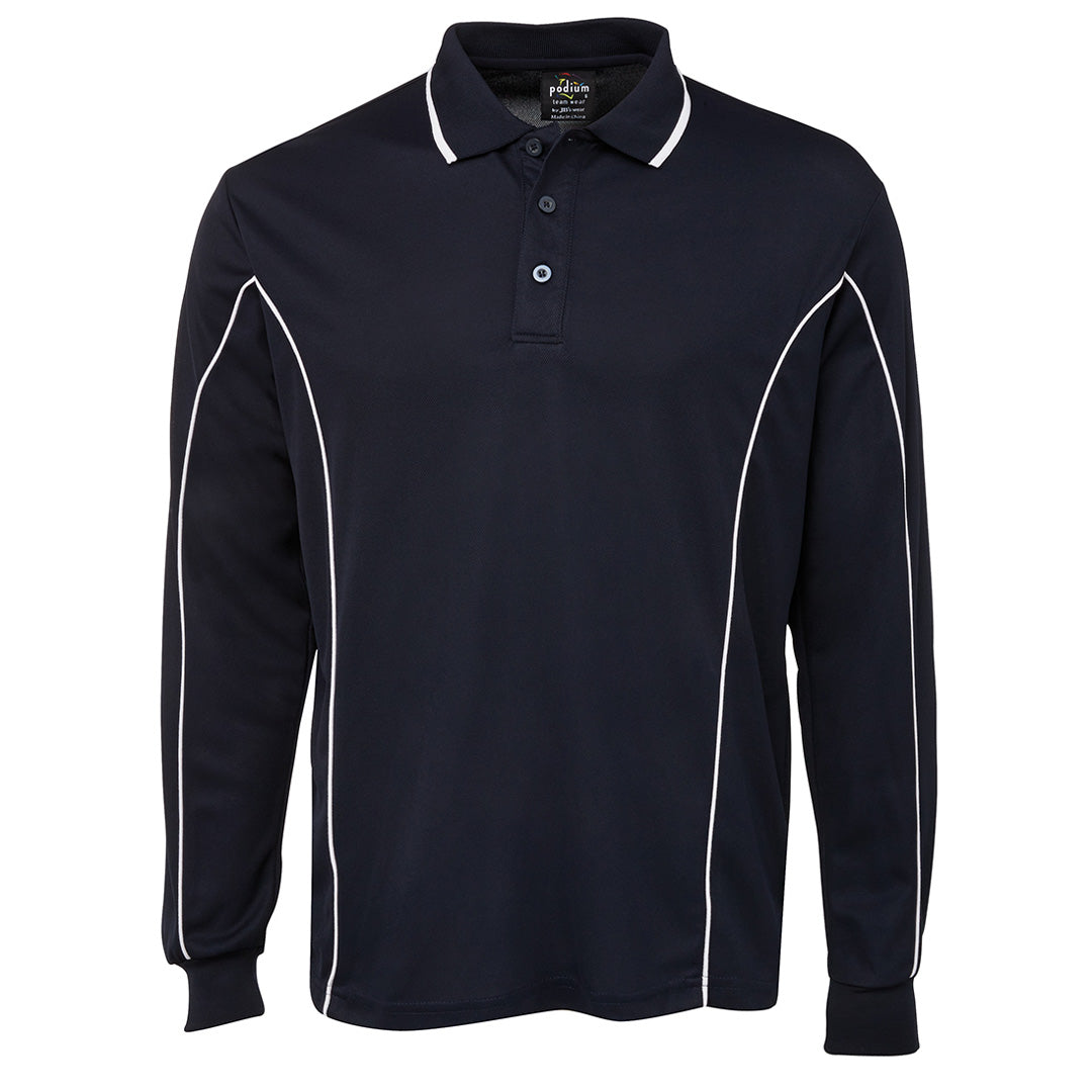 Jbs Wear The Piping Polo | Long Sleeve C2 | Adults Navy/White Shirts & Tops