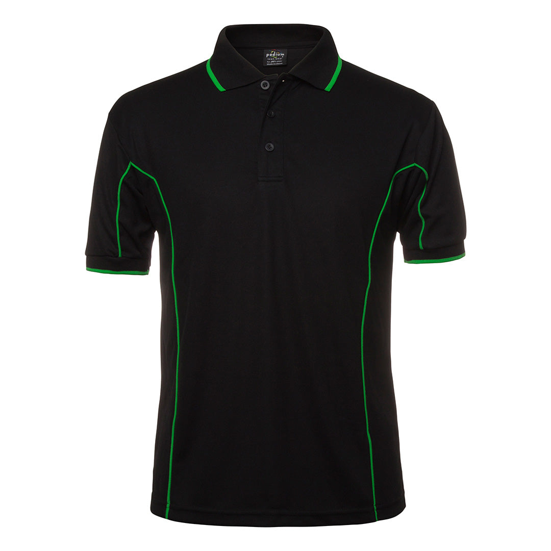 Jbs Wear The Piping Polo | Short Sleeve | Black Base | Adults Black/Pea Green Shirts & Tops