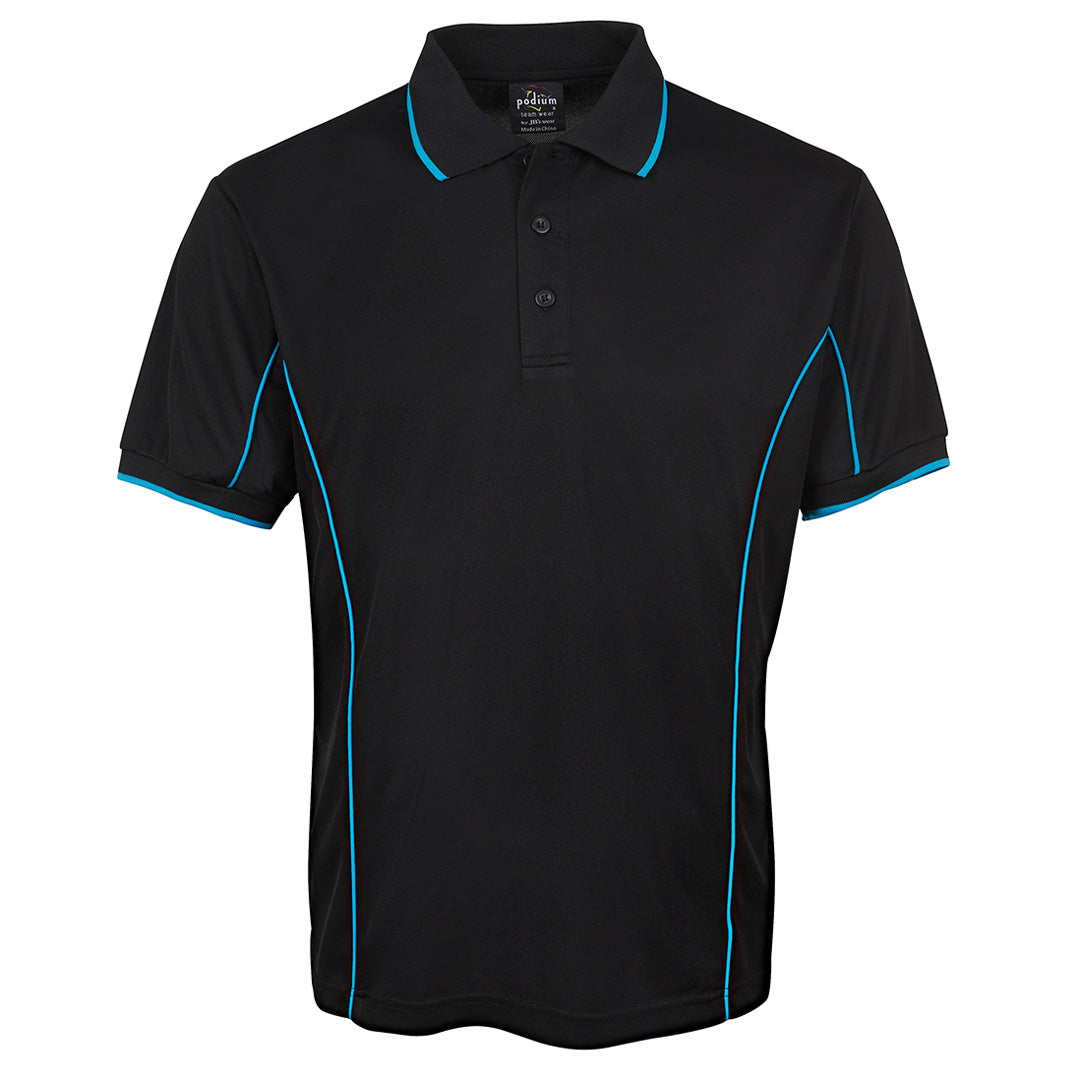 Jbs Wear The Piping Polo | Short Sleeve | Black Base | Adults Black/Aqua Shirts & Tops