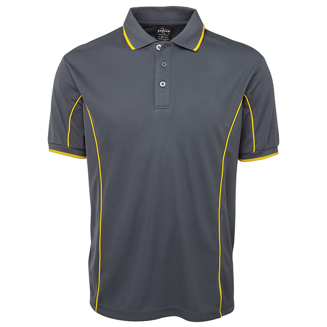 Jbs Wear The Piping Polo | Short Sleeve | Grey Base | Adults Grey/Yellow Shirts & Tops
