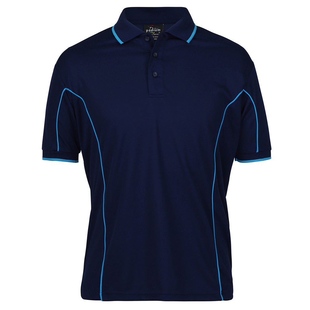 Jbs Wear The Piping Polo | Short Sleeve | Navy Base | Adults Junior Navy/Aqua Shirts & Tops