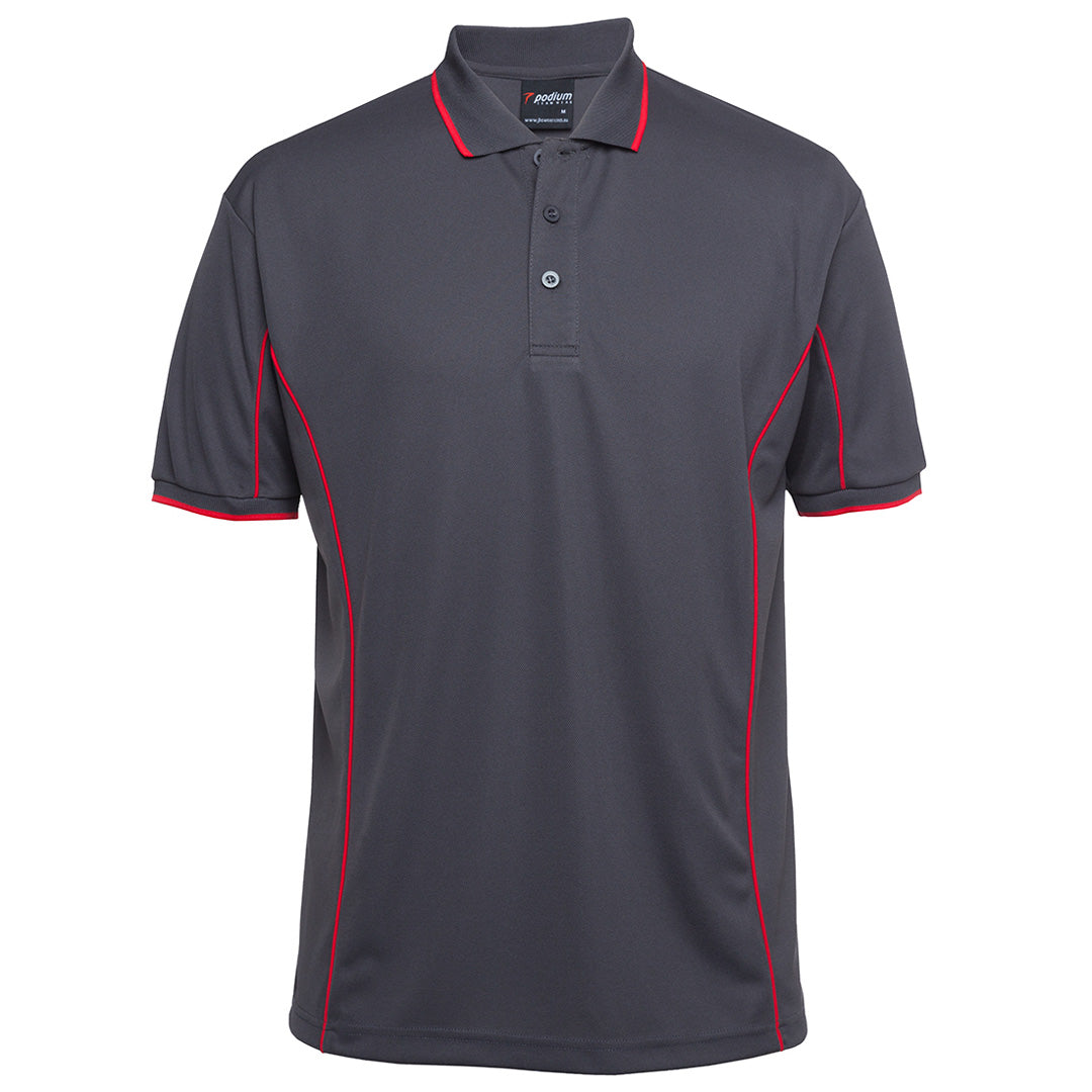 Jbs Wear The Piping Polo | Short Sleeve | Grey Base | Adults Charcoal/Red Shirts & Tops
